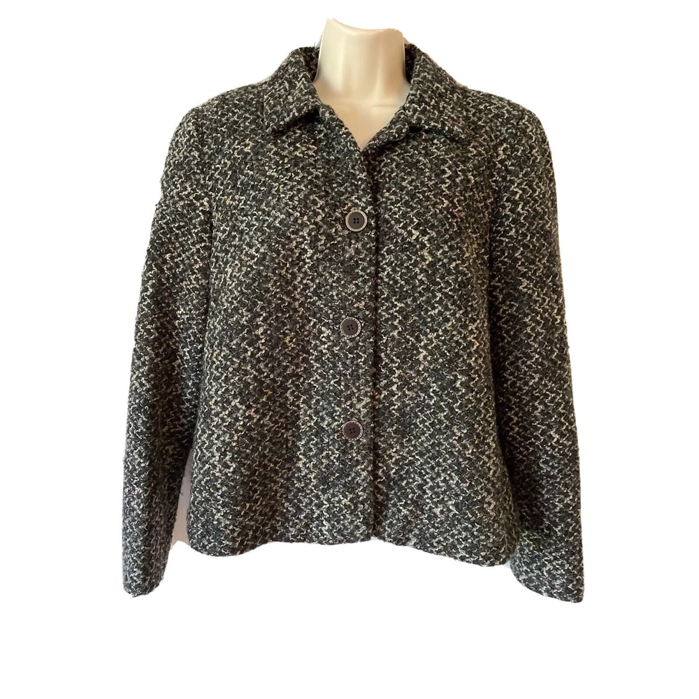 Vintage 80s‎ Requirements Blazer Womens 12 Gray Heather Textured Career Academia
